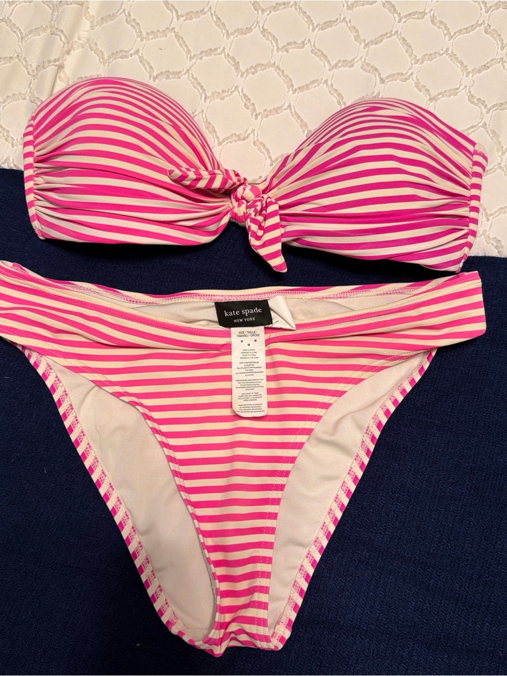 kate spade Pink and White Striped Bandeau Bikini Set